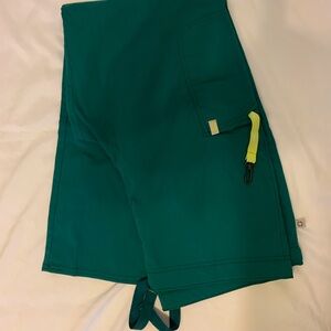 Love Connect Teal Drawstring Medical Scrub Pants with Lime Accent Size M (short)